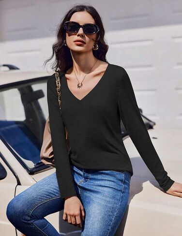 Ekouaer 3 Pack Long Sleeve Shirts for Women V Neck T Shirt Fall Casual Tops Basic Base Layer Undershirts Tees 2025 S-XXL in Saudi Arabia