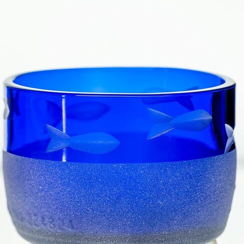 Rolf Glass School of Fish Twice حول إبريق الأزرق و Mini Sipper | 13oz قاذف زجاجي معاد تدويره و 2 "Mini Sipper | تذوق Tequila | مصنوعة من زجاجات معاد تدويرها | محفورة في الولايات المتحدة الأمريكية | 2pc + مجموعة هدايا in Kuwait