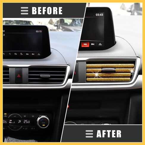 Universal Bling Car Vent Outlet Trim for Women, Rhinestone Car Interior Parts, Air Conditioner Vent Outlet Trim Decoration Strip, PVC Rhinestone, Yellow, 12Pcs Auto Replacer in Saudi Arabia