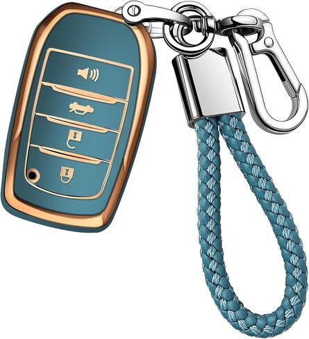 JOYEAR for Toyota Key Fob Cover with Key chain Compatible with 2025 Camry 2020-2025 RAV4 Prime 2019-2025 Land Cruiser 2021-2025 Venza Hilux Grand Highlander Tundra Corolla BZ4X (Gold-Green) in Saudi Arabia
