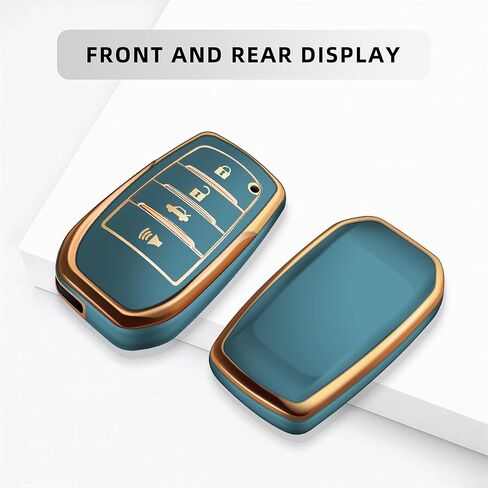 JOYEAR for Toyota Key Fob Cover with Key chain Compatible with 2025 Camry 2020-2025 RAV4 Prime 2019-2025 Land Cruiser 2021-2025 Venza Hilux Grand Highlander Tundra Corolla BZ4X (Gold-Green) in Saudi Arabia