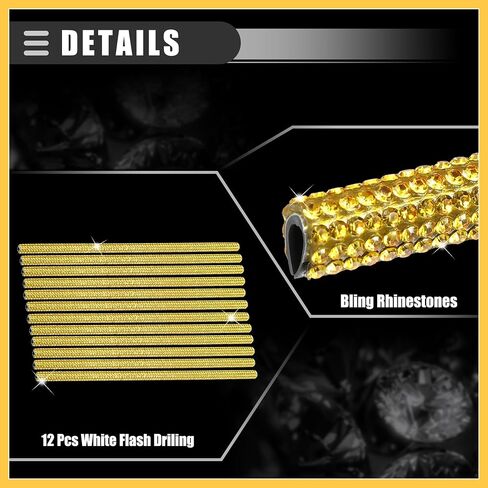 Universal Bling Car Vent Outlet Trim for Women, Rhinestone Car Interior Parts, Air Conditioner Vent Outlet Trim Decoration Strip, PVC Rhinestone, Yellow, 12Pcs Auto Replacer in Saudi Arabia