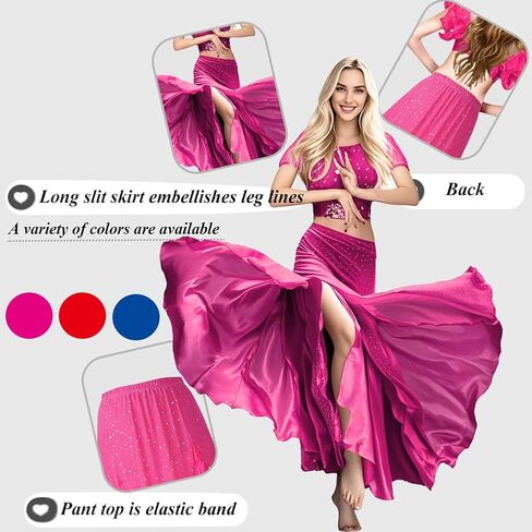 Women's Chiffon Split Swing Long Belly Dancing Skirt for Tribal Belly Dance Skirt in Kuwait