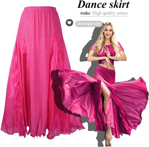 Women's Chiffon Split Swing Long Belly Dancing Skirt for Tribal Belly Dance Skirt in Kuwait