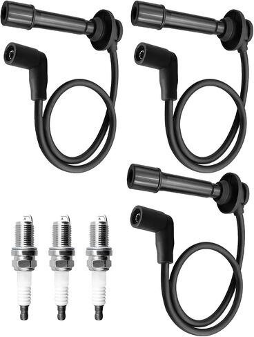 Spark Plug Cap Wire Set Fit for Kawasaki KAF820 Mule PROFX PROFXR PROFXT PRO-FXT 2015-2023 Some Models, 3Pcs Wires & 3Pcs Spark Plugs Replace 21150-0013 92070-0048 in Saudi Arabia