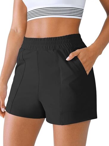 شورت شورت شورت رياضي عالي الخصر للنساء 3 "مع جيوب بطانة تجار in Kuwait