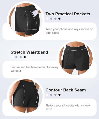 شورت شورت شورت رياضي عالي الخصر للنساء 3 "مع جيوب بطانة تجار in Kuwait