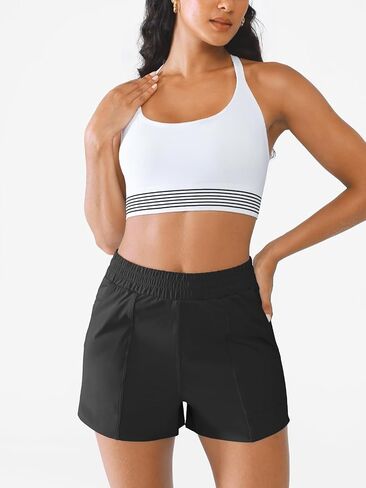 شورت شورت شورت رياضي عالي الخصر للنساء 3 "مع جيوب بطانة تجار in Kuwait