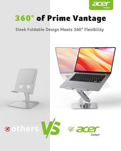 acer Adjustable Laptop Stand for Desk, Laptop Riser with 360 Rotating Base, Ergonomic Foldable Computer Holder Compatible with MacBook Pro Air, Tablet, All Notebooks 10-16 inch in Kuwait