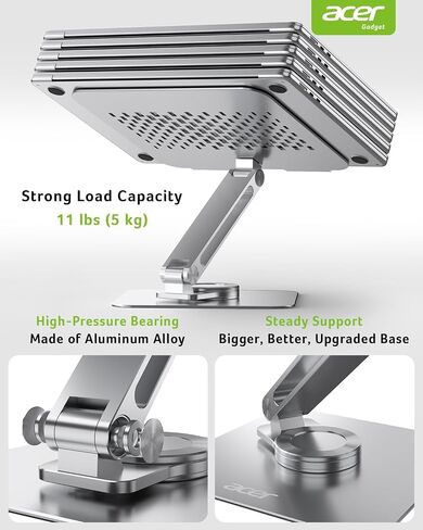 acer Adjustable Laptop Stand for Desk, Laptop Riser with 360 Rotating Base, Ergonomic Foldable Computer Holder Compatible with MacBook Pro Air, Tablet, All Notebooks 10-16 inch in Kuwait