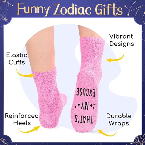 HAPPYPOP Aquarius Zodiac Birthday Gifts for Women - Astrology Space Constellation Horoscope Gifts for Teen Girls, Fuzzy Star Galaxy Aquarius Socks in Saudi Arabia