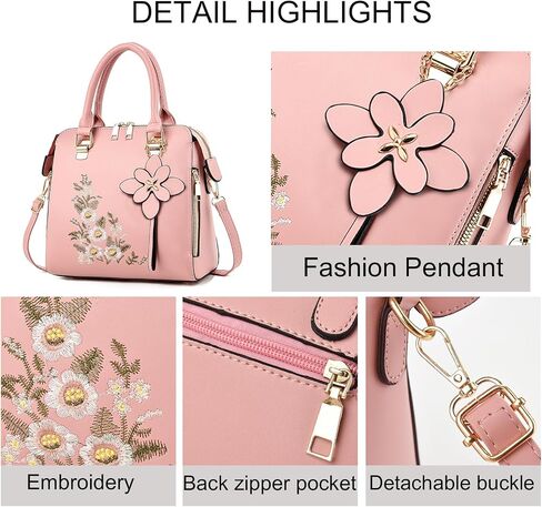 Women Embroidered Satchel Top Handle Purses and Handbag Lightweight Totes Crossbody Shoulderbag for Lady in Saudi Arabia
