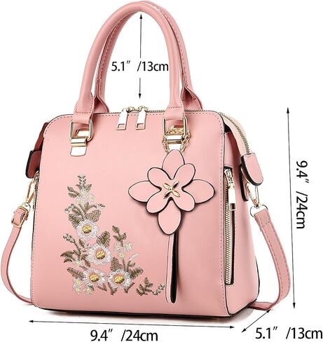 Women Embroidered Satchel Top Handle Purses and Handbag Lightweight Totes Crossbody Shoulderbag for Lady in Saudi Arabia