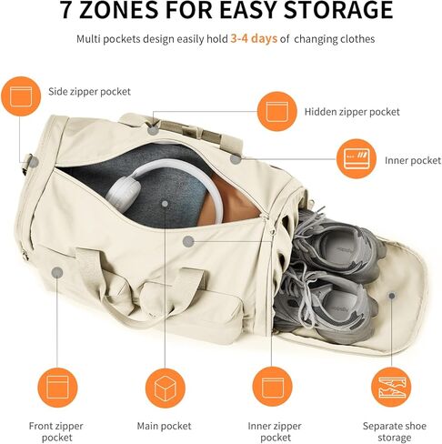 Gym Bag for Women Men with Shoes Compartment, 3 in 1 Carry on Travel Duffel Bags with Trolley Sleeve, Lightweight&Water Resistant Gym Duffel Bag for Travel, Sports, Fitness&Workout (Sky Blue) in Kuwait