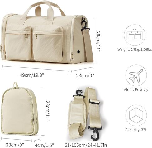 Gym Bag for Women Men with Shoes Compartment, 3 in 1 Carry on Travel Duffel Bags with Trolley Sleeve, Lightweight&Water Resistant Gym Duffel Bag for Travel, Sports, Fitness&Workout (Sky Blue) in Kuwait