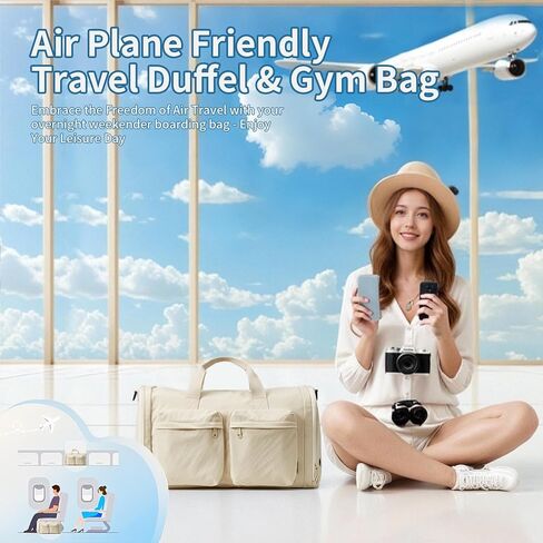 Gym Bag for Women Men with Shoes Compartment, 3 in 1 Carry on Travel Duffel Bags with Trolley Sleeve, Lightweight&Water Resistant Gym Duffel Bag for Travel, Sports, Fitness&Workout (Sky Blue) in Kuwait