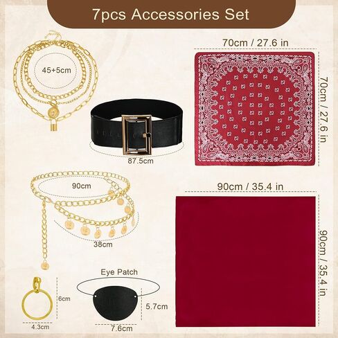 Women Pirate Accessories Costume Head Scarf Waist Belt 7pcs Halloween Pirate Set in Saudi Arabia