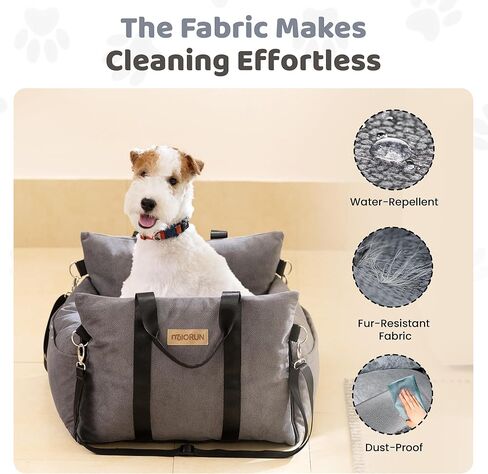 مقعد سيارة معزز للكلاب المتوسطة، سرير مريح وآمن لحمل الحيوانات الأليفة للكلاب المتوسطة التي يصل وزنها إلى 25 رطل، جيوب تخزين قابلة للفصل والغسل، حزام أمان بمشبك، رمادي in Kuwait