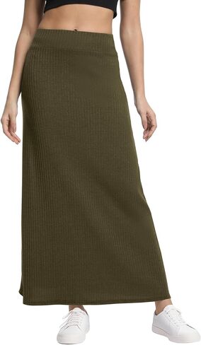 Urban Coco Women's High Werist A-Line Maxi Skirt Comfy Comfy Rebbed Skirt Long in Saudi Arabia