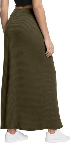 Urban Coco Women's High Werist A-Line Maxi Skirt Comfy Comfy Rebbed Skirt Long in Saudi Arabia