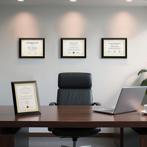 8.5 x 11 Diploma Certificate Frame with Gold Rim, Degree Document Picture Frame for Wall and Tabletop Display - Award Graduation, Black, 2 Pack in Saudi Arabia