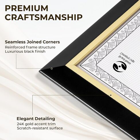 8.5 x 11 Diploma Certificate Frame with Gold Rim, Degree Document Picture Frame for Wall and Tabletop Display - Award Graduation, Black, 2 Pack in Saudi Arabia