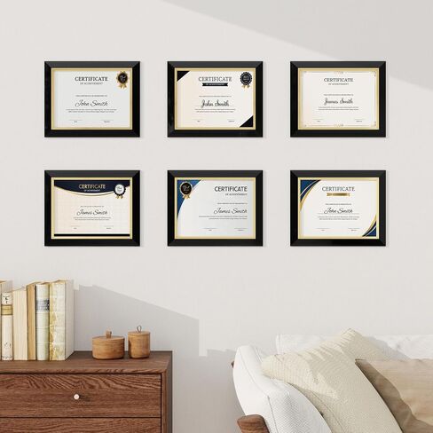 8.5 x 11 Diploma Certificate Frame with Gold Rim, Degree Document Picture Frame for Wall and Tabletop Display - Award Graduation, Black, 2 Pack in Saudi Arabia