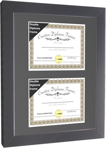 Creative Picture Frames 7x9 inch Classic Black Double Diploma Frame with Black Mat and Installed Wall Hanger in Saudi Arabia