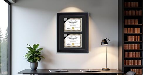 Creative Picture Frames 7x9 inch Classic Black Double Diploma Frame with Black Mat and Installed Wall Hanger in Saudi Arabia