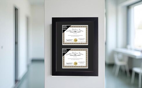 Creative Picture Frames 7x9 inch Classic Black Double Diploma Frame with Black Mat and Installed Wall Hanger in Saudi Arabia