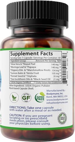 AcidRelief Acid Tamer | Promotes Stomach Comfort & Digestive Wellness* | Organic Herbal Blend for Gut Health* | 60 Capsules | Made in USA, USDA Organic, Vegan, Non-GMO, Gluten-Free in Kuwait