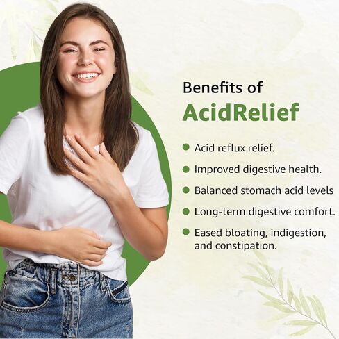 AcidRelief Acid Tamer | Promotes Stomach Comfort & Digestive Wellness* | Organic Herbal Blend for Gut Health* | 60 Capsules | Made in USA, USDA Organic, Vegan, Non-GMO, Gluten-Free in Kuwait