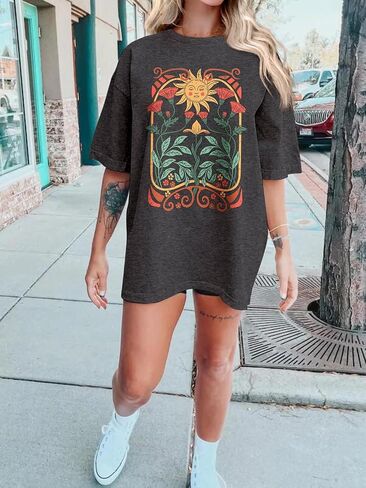 Oversized Tshirts for Women Flower Graphic Tees Short Sleeve Shirts 2025 Summer Casual Loose Fit Beach Tops in Saudi Arabia