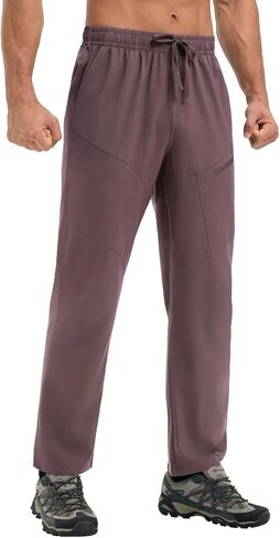 baleaf Men's Hiking Pants Ripstop Water Resistant Cargo Quick Dry Travel Elastic Waist with Zip Pockets UPF 50+ Work in Saudi Arabia