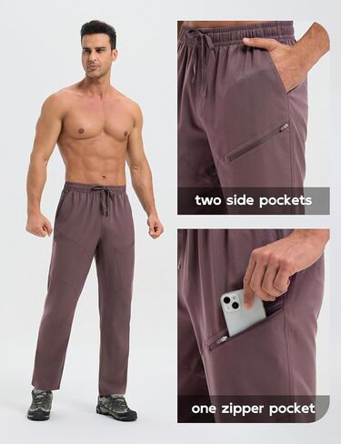 baleaf Men's Hiking Pants Ripstop Water Resistant Cargo Quick Dry Travel Elastic Waist with Zip Pockets UPF 50+ Work in Saudi Arabia