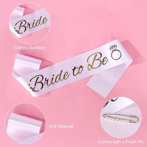 Bride Sash & Silver Crown & Wedding Veil Set for Bride to Be Gifts, Rhinestones Crown and Pearl Sash and Bridal Veil for Wedding Bachelorette Party Favors Bridal Shower Decorations in Saudi Arabia