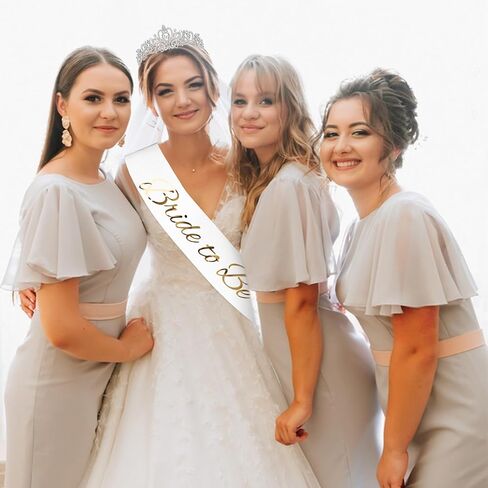 Bride Sash & Silver Crown & Wedding Veil Set for Bride to Be Gifts, Rhinestones Crown and Pearl Sash and Bridal Veil for Wedding Bachelorette Party Favors Bridal Shower Decorations in Saudi Arabia
