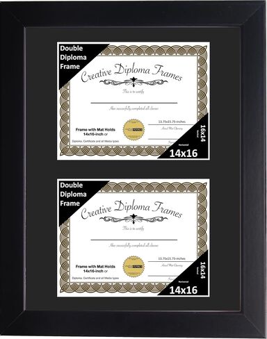 Creative Picture Frames 7x9 inch Classic Black Double Diploma Frame with Black Mat and Installed Wall Hanger in Saudi Arabia