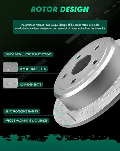 [SCITOO Brake Rotors Kits] -(2) Front Drilled Slotted Brake Rotors for 04-05 for Buick Rainier,02-05 for Chevy Trailblazer,02-05 for GMC Envoy,04-08 for Isuzu Ascender,02-04 for Oldsmobile Bravada in Saudi Arabia