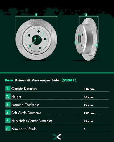 [SCITOO Brake Rotors Kits] -(2) Front Drilled Slotted Brake Rotors for 04-05 for Buick Rainier,02-05 for Chevy Trailblazer,02-05 for GMC Envoy,04-08 for Isuzu Ascender,02-04 for Oldsmobile Bravada in Saudi Arabia