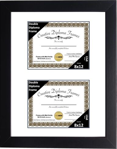Creative Picture Frames 7x9 inch Classic Black Double Diploma Frame with Black Mat and Installed Wall Hanger in Saudi Arabia