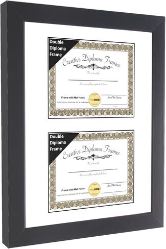 Creative Picture Frames 7x9 inch Classic Black Double Diploma Frame with Black Mat and Installed Wall Hanger in Saudi Arabia