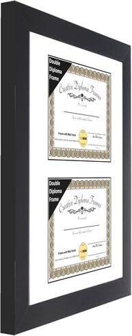Creative Picture Frames 7x9 inch Classic Black Double Diploma Frame with Black Mat and Installed Wall Hanger in Saudi Arabia