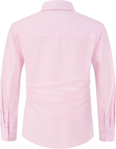 Spring&Gege Boys Long Sleeve Dress Shirts Stretch Wrinkle Free Formal Uniform Solid in Saudi Arabia