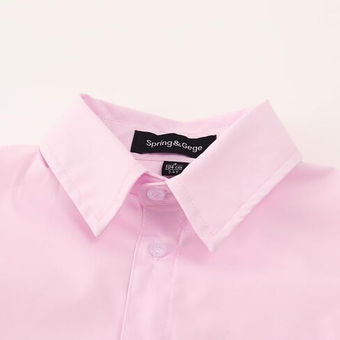 Spring&Gege Boys Long Sleeve Dress Shirts Stretch Wrinkle Free Formal Uniform Solid in Saudi Arabia