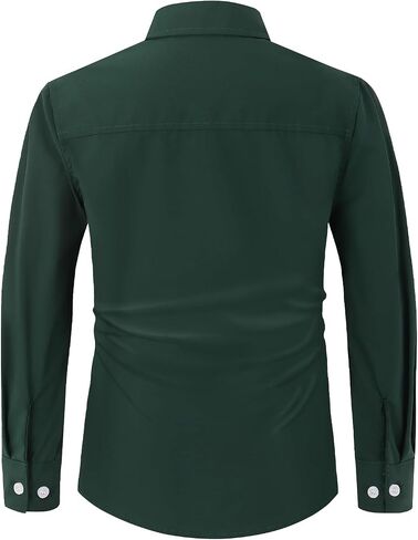 Spring&Gege Boys Long Sleeve Dress Shirts Stretch Wrinkle Free Formal Uniform Solid in Saudi Arabia