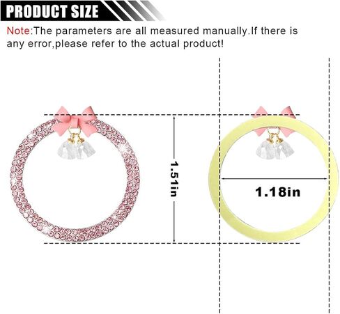 Bling Diamond Car Engine Start Button Button Decoration Ring ، Crystal Rhinestone Push to Start Button Cover Cover Ring with Cute Bow ، Bling Ring Emblem Key Key Starter for Women (Pink) in Saudi Arabia