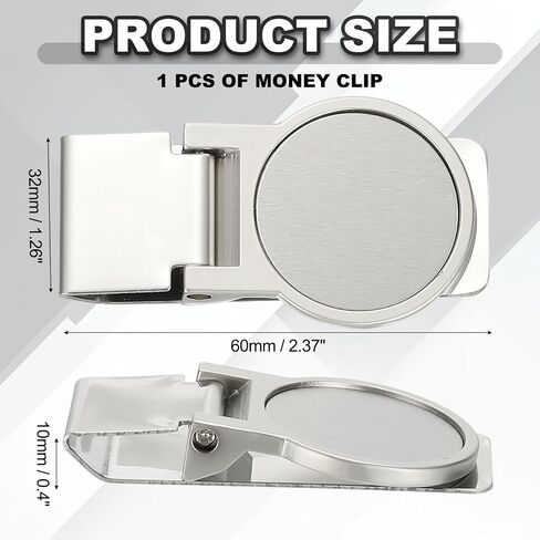PATIKIL Stainless Steel Money Clip, Metal Slim Wallet Clip for Men Round Brushed Money Holder Minimalist Front Pocket Wallet for Credit Card Business Card in Saudi Arabia