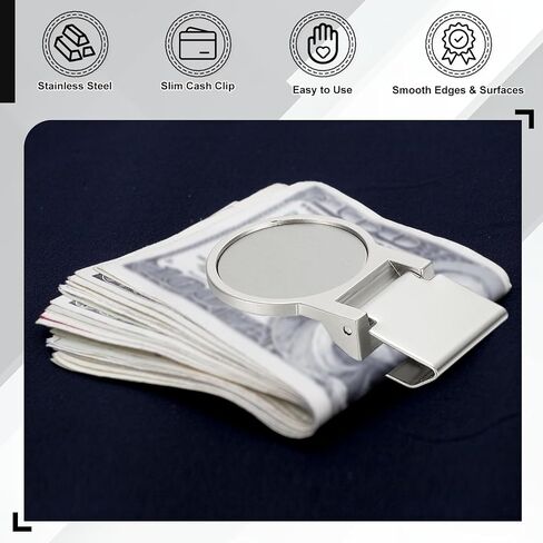PATIKIL Stainless Steel Money Clip, Metal Slim Wallet Clip for Men Round Brushed Money Holder Minimalist Front Pocket Wallet for Credit Card Business Card in Saudi Arabia