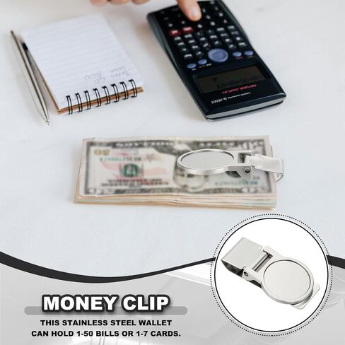 PATIKIL Stainless Steel Money Clip, Metal Slim Wallet Clip for Men Round Brushed Money Holder Minimalist Front Pocket Wallet for Credit Card Business Card in Saudi Arabia